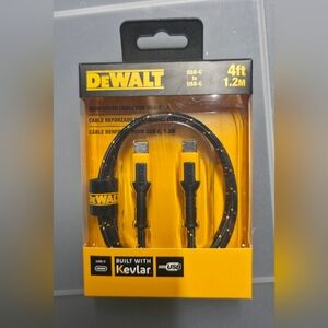 Reinforced Braided Dewalt USB-C to USB-C Charger Cable 4FT